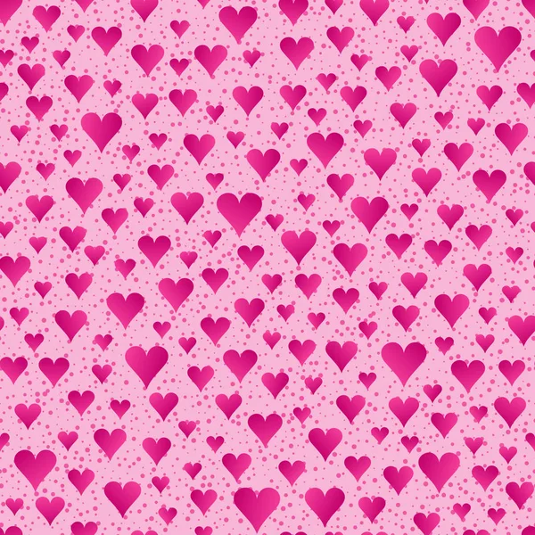Abstracte naadloze patroon van helder roze hartjes op licht roze Ba — Stockvector
