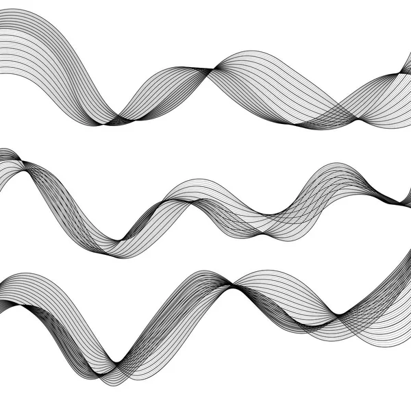 W 的单色抽象隔离透明波浪线集 — 图库矢量图片