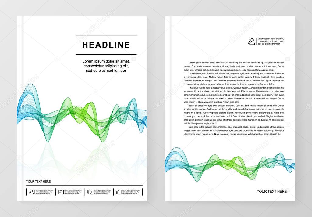 Simple Templates A4 with Gradient Wave Line for Business Present