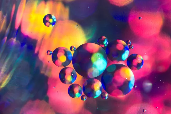 Univerzális Absztrakt Háttér Top View Oil Bubbles Water Texture Folyékony — Stock Fotó