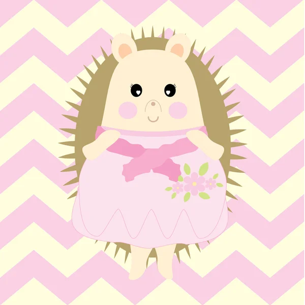 Babydusche Illustration mit niedlichen Mädchen Stachelschwein geeignet für Tapete, Postkarte und Kinderzimmer Wand — Stockvektor