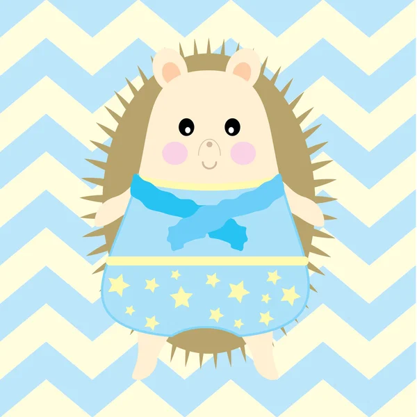 Baby Shower Illustration mit niedlichen Jungen Stachelschwein geeignet für Tapete, Postkarte und Kinderzimmer Wand — Stockvektor