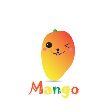 Yaz illüstrasyon ile şirin mango yaz kartpostal, duvar kağıdı ve tebrik kartı için uygun