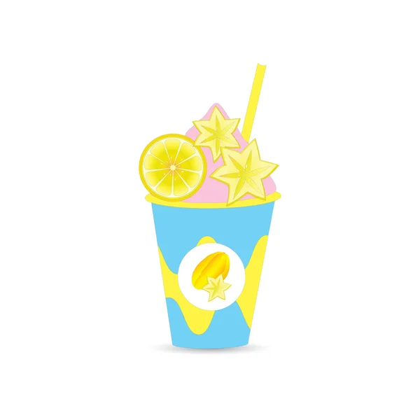 Illustration d'été avec verre de jus d'étoile adapté pour carte postale d'été, papier peint et carte de vœux — Image vectorielle