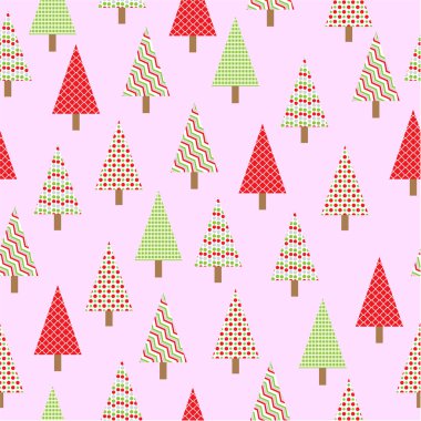 Christmas illüstrasyon renkli Xmas ağacı üzerinde pembe bir arka plan duvar kağıdı, kartpostal ve hurda kağıt için uygun ile sorunsuz arka plan