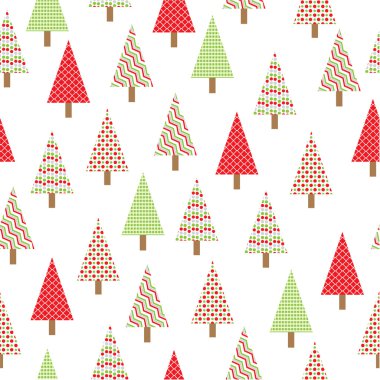 Christmas illüstrasyon renkli Xmas ağacı beyaz arka planda duvar kağıdı, kartpostal ve hurda kağıt için uygun ile sorunsuz arka plan