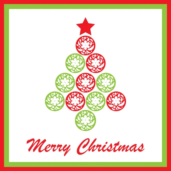 Illustrazione natalizia con albero di Natale e stella adatto per biglietto di auguri di Natale, carta da parati e cartolina — Vettoriale Stock