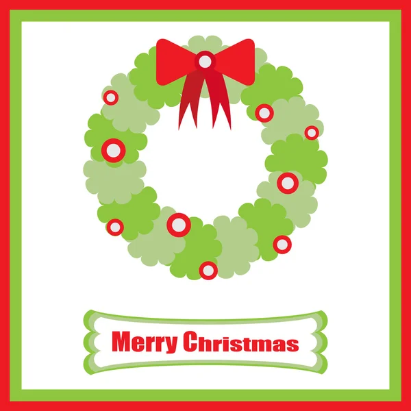 Illustrazione natalizia con ghirlanda natalizia con nastro e ornamento natalizio adatto per biglietto di auguri natalizi, carta da parati e cartolina — Vettoriale Stock