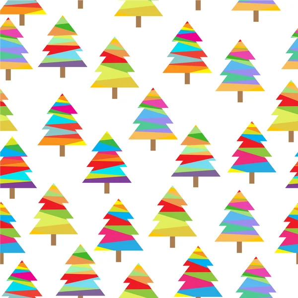 Fond sans couture de l'illustration de Noël avec arbre de Noël coloré sur fond blanc adapté pour Fond d'écran, carte postale, et du papier ferraille — Image vectorielle