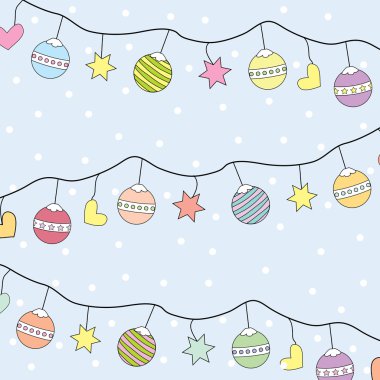Arka plan Christmas illüstrasyon kar taneleri sevimli Noel süsler ile çocuk tebrik kartı, duvar kağıdı ve kartpostal için uygun