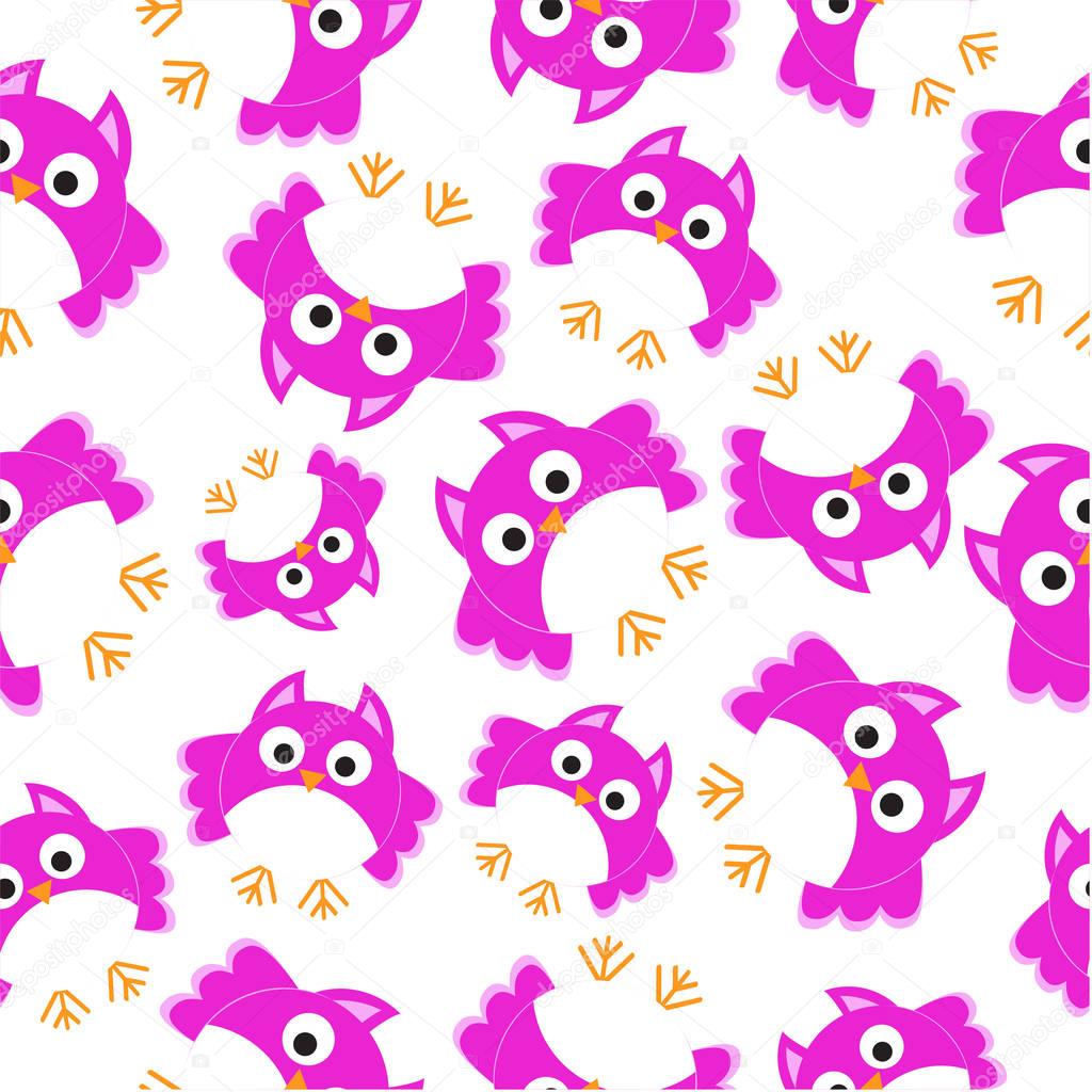 illustration with cute pink owl