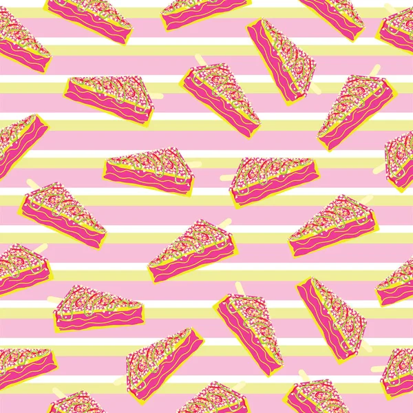 Sömlös bakgrund av söt rosa kakor passar tapeter, vykort och skrot — Stock vektor
