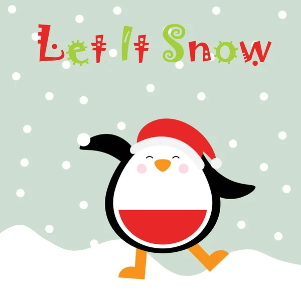 Рождественская иллюстрация с милым пингвином на фоне снега подходит для детей Рождественские открытки, обои и открытки — стоковый вектор
