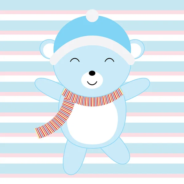 Baby dusch illustration med söt blå baby bära lämplig för inbjudan kort, vykort och barnkammare vägg — Stock vektor