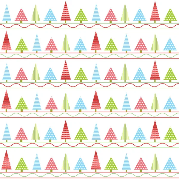 Fundo sem costura de ilustração de Natal com árvore de Natal colorido adequado para papel de parede de criança Natal, papel de sucata, e cartão postal — Vetor de Stock