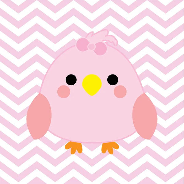 Baby ντους εικονογράφηση με χαριτωμένο μωρό πουλί σε ροζ χρώμα κατάλληλο για μωρό κορίτσι προσκλητηρίου, νηπιαγωγείο τοίχο και καρτ ποστάλ — Διανυσματικό Αρχείο