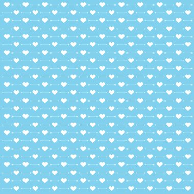 Sevgililer illüstrasyon ile sevimli ok ve aşk mavi arka plana uygun Sevgililer hurda kağıt, duvar kağıdı ve kartpostal arka plan