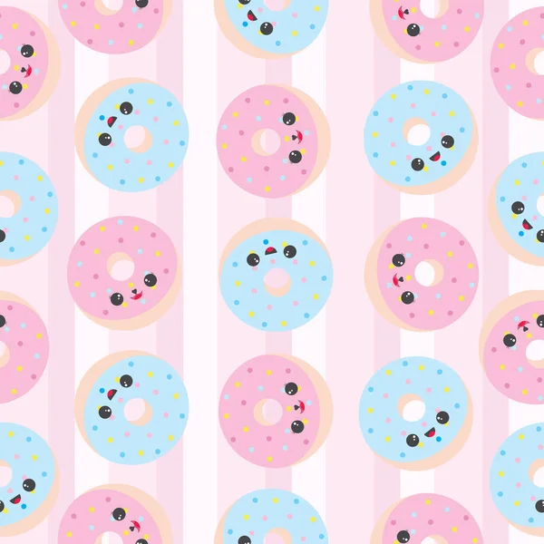 白地壁紙 ポストカード メモ用紙に適して青色とピンク色のかわいいドーナツと食べ物イラスト ストックベクター C Saidi21ns
