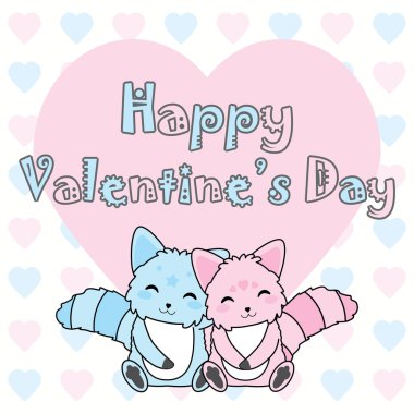 Sevgililer günü illüstrasyon ile aşk arka planda Sevgililer günü tebrik kartı, kartpostal ve duvar kağıdı için uygun şirin pembe ve mavi köpek