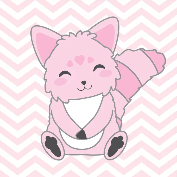 Baby ντους εικονογράφηση με χαριτωμένο ροζ σκύλου σε chevron φόντο κατάλληλο για διακόσμηση τοίχου φυτώριο μωρό, καρτ-ποστάλ και ταπετσαρία — Διανυσματικό Αρχείο