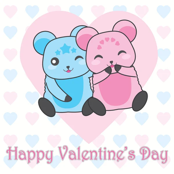 Aftelkalender voor Valentijnsdag illustratie met schattige paar draagt op liefde achtergrond — Stockvector