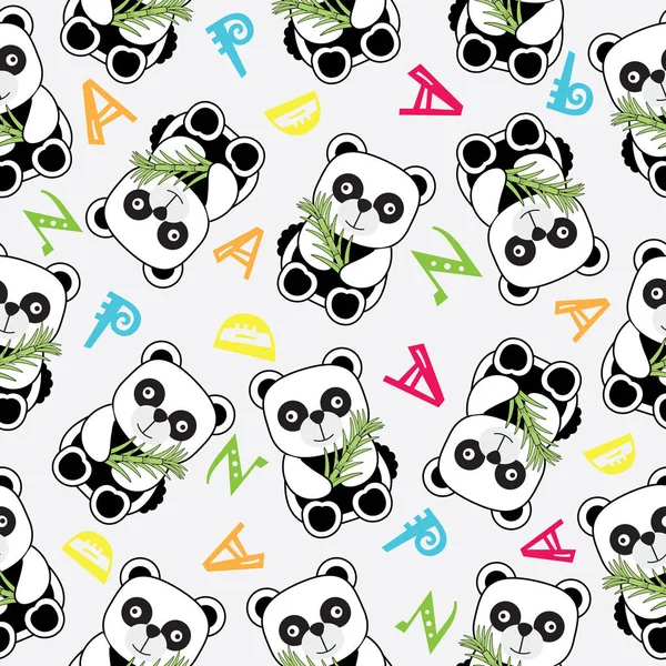 Doğum günü şekil ile şirin bebek panda alfabe arka planda kesintisiz arka plan 
