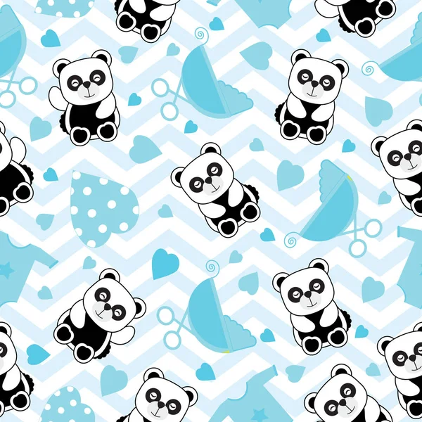 Bebek duş sorunsuz ve arka plan bebek panda bebek giysileri chevron arka plan üzerinde 