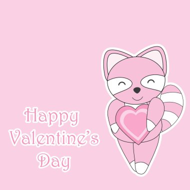 Sevgililer günü kartı şirin pembe Rakunla ilgili getirmek aşk