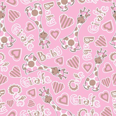 Bebek duş seamless modeli pembe şirin bebek zürafa ile 