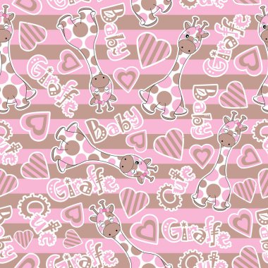 Bebek duş seamless modeli ile çizgili arka plan şirin bebek zürafa 