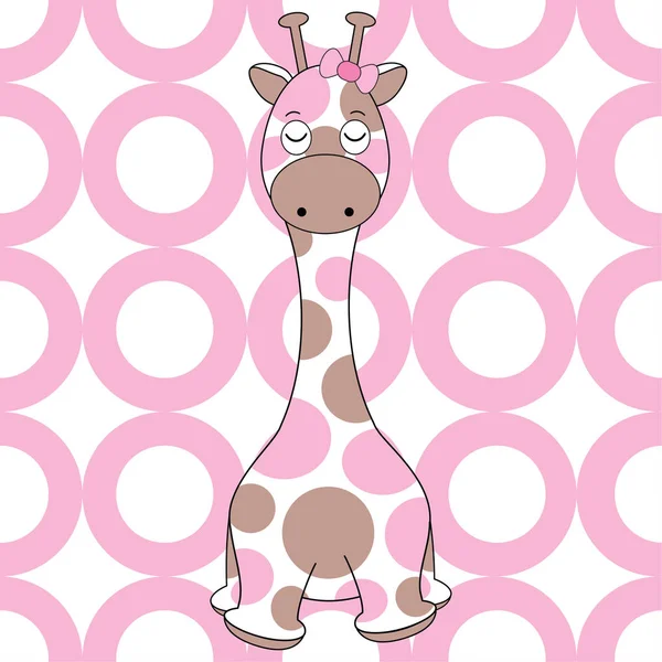 Baby-Duschkarte mit niedlichen Baby-Giraffe auf Kreis-Hintergrund — Stockvektor