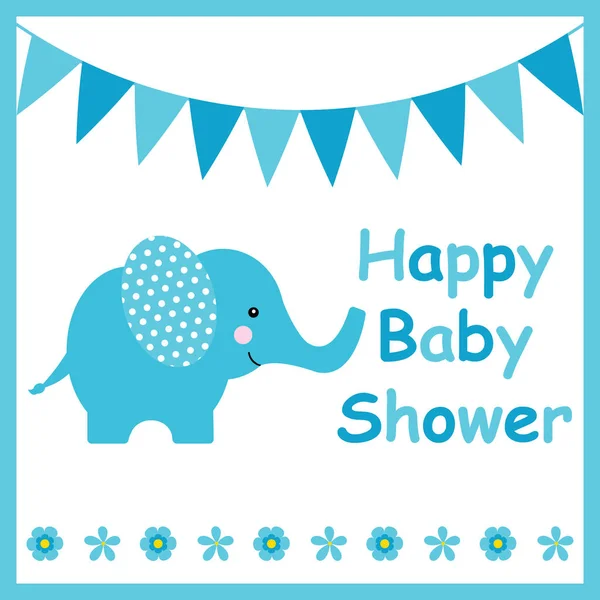 Baby shower kártya aranyos elefánt — Stock Vector