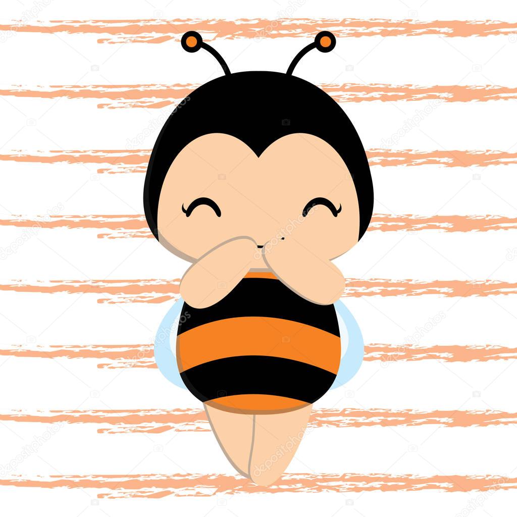 Cute bee girl is smiles vector cartoon illustration for kid t shirt design