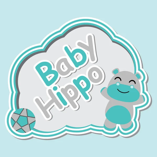 Sevimli hippo çocuk gülümsemek illüstrasyon karikatür bebek duş kartları tasarımı için uygun vektör