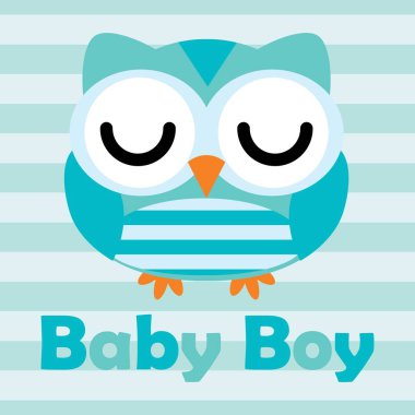 Vektör karikatür çizim çizgili arka çocuk t-shirt grafik tasarım için uygun şirin baykuş uyku ile