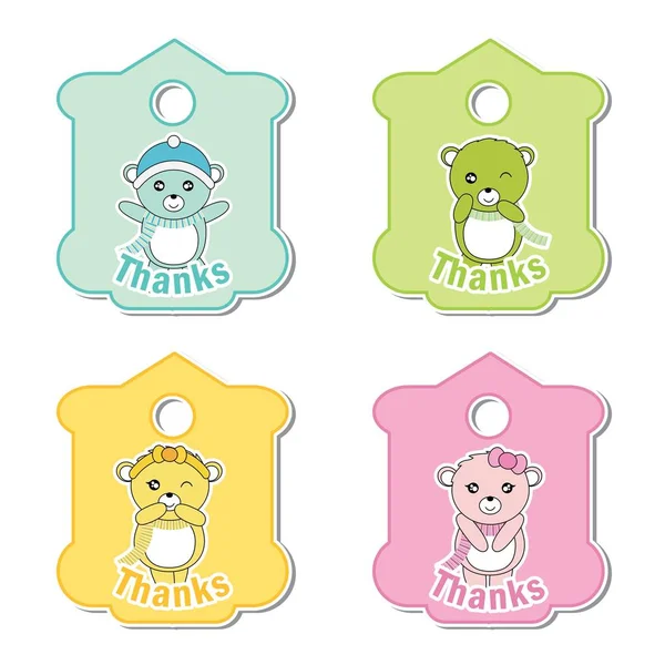 Ilustración de dibujos animados vectoriales con coloridos osos osos bebés lindos adecuados para el diseño de etiquetas de regalo para niños — Vector de stock