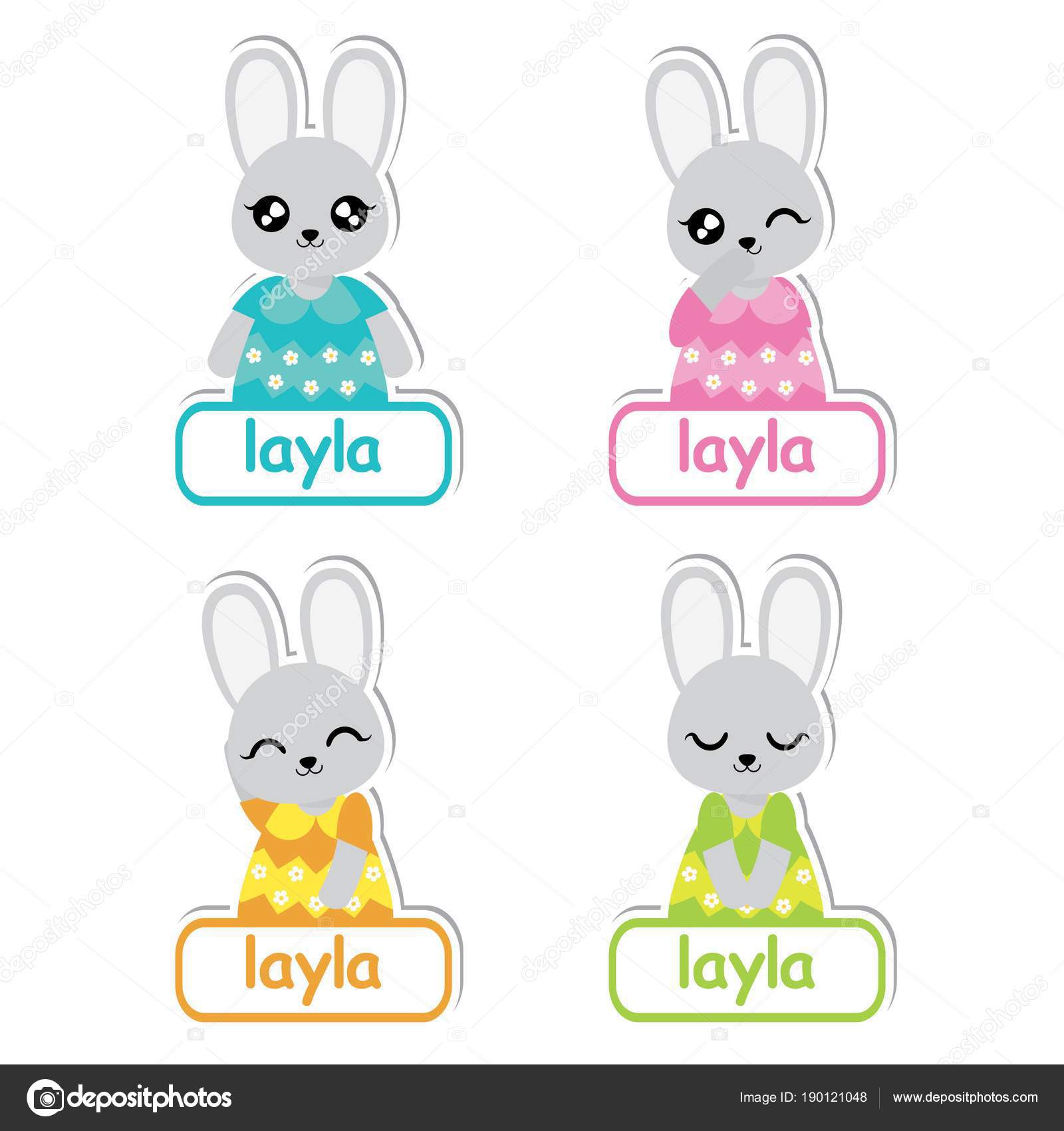 Vector Cartoon Illustration Colorful Bunny Girls Suitable Kid Name Stock Vector C Saidi21ns