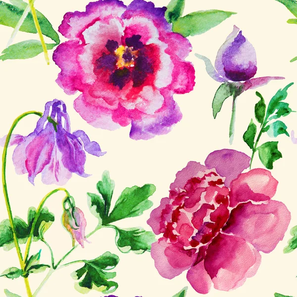 Pink, violet peony watercolor, bud