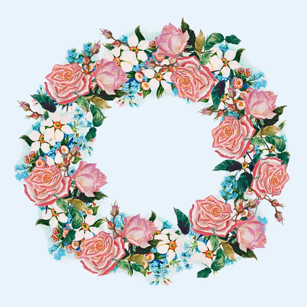 Virágok, levelek, Rózsa koszorú — Stock Fotó