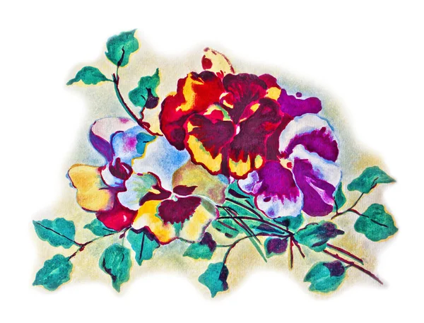 Buquê de violetas. Cartão de saudação artesanal — Fotografia de Stock