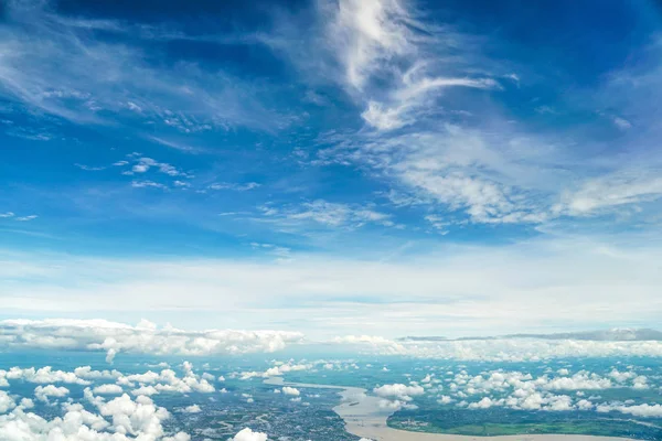 Cloud blue sky aerial view from the airplane — Stock Photo, Image