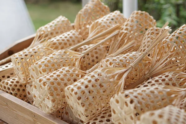 Thailändische Organische Bambusbindung Korbverpackung Design — Stockfoto