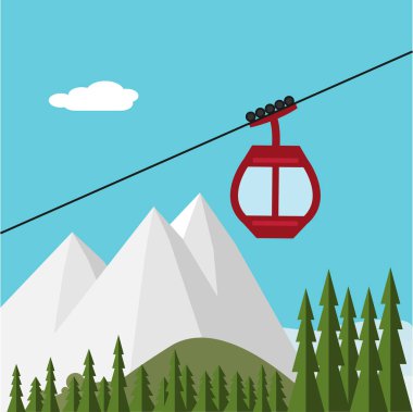 Ski Lift gondol kar dağlar, orman