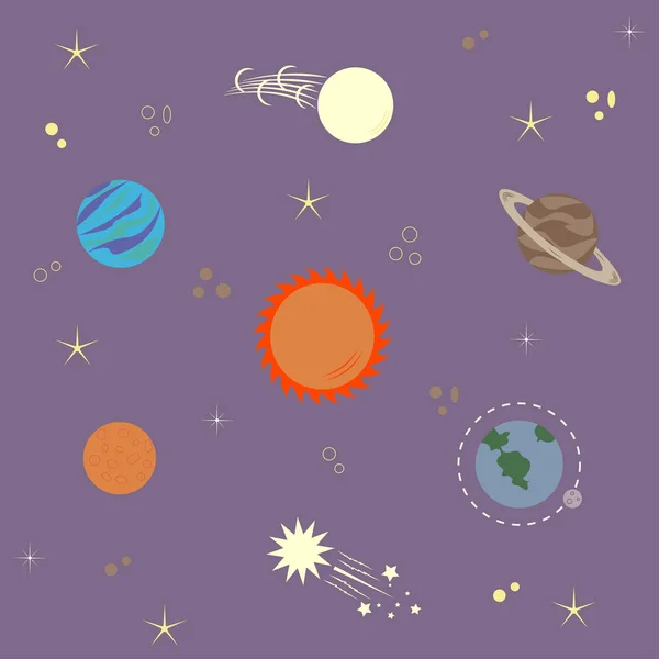 Sonnensystem, Planeten, Kometen, Sterne — Stockvektor