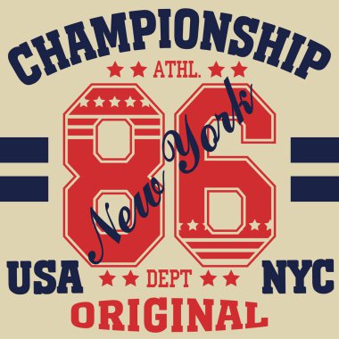 New york Brooklyn spor tipografi t-shirt