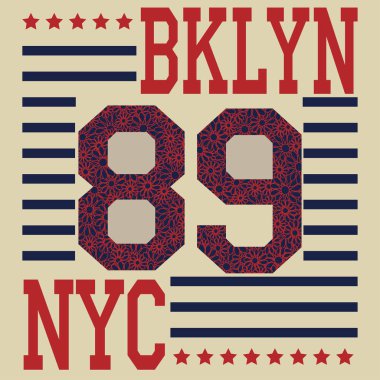New york Brooklyn spor tipografi t-shirt