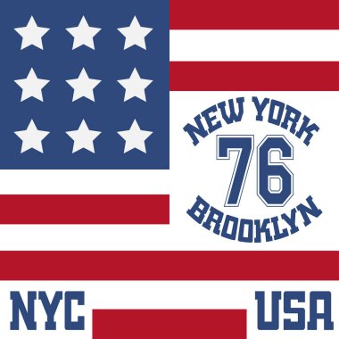 New york Brooklyn tipografi, t-shirt