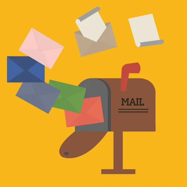 Caixa de correio aberta com envelope — Vetor de Stock