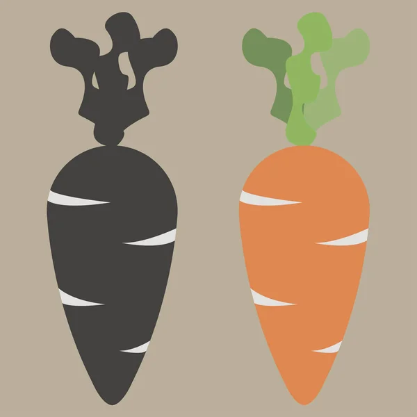 Морковь изолированный черный и цветной — стоковый вектор