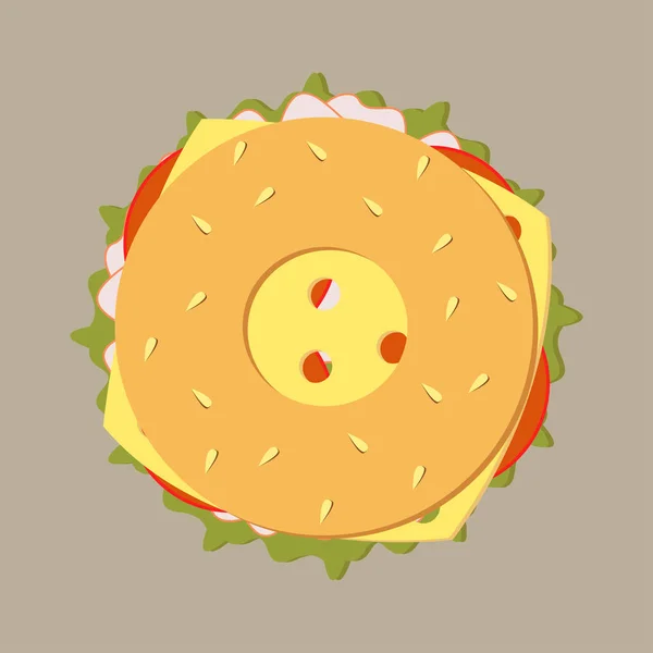 Fresh bagel sandwich — Stock Vector